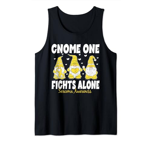 Gnome One Fights Alone Yellow - Concientización sobre el cáncer de sarcoma Camiseta sin Mangas