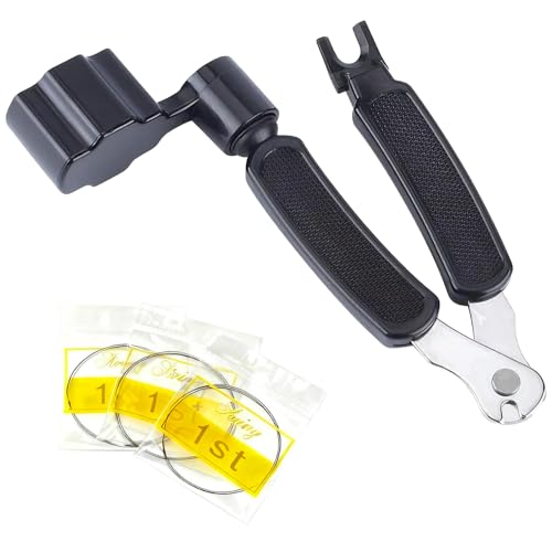 3 in 1 Guitar String Cutter & Winder Set with 3 Guitar Strings – Guitar Maintenance & Repair Tool, Restringing & String Change Accessory, Practical Guitar Case Accessory for Guitarists