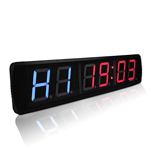 Reloj digital LED de pared de 4 pulgadas con pantalla de 6 dígitos, temporizador de conteo regresivo para boxeo y gimnasio, con segundos miniatura 4