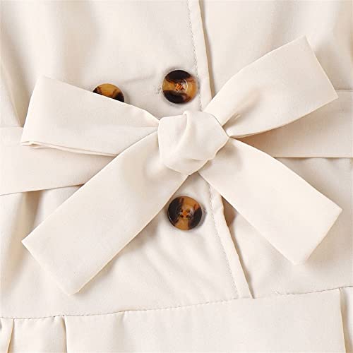 Moonker Little Child Girls' Dresses Summer Solid Color Lapel Cardigan Double Breasted Dress Fashion Sweater4