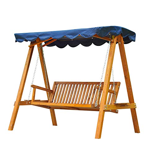 Outsunny - Dondolo con baldacchino 3 posti altalena da giardino panchina swing in legno