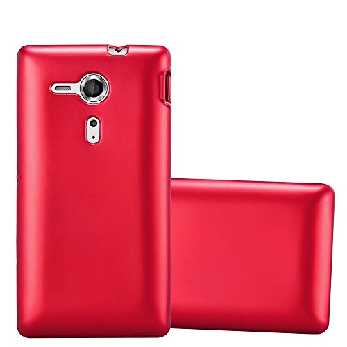 cadorabo Coque pour Sony Xperia SP en Metallic Rouge - Housse Protection Souple en Silicone TPU avec Anti-Choc et Anti-Rayures - Ultra Slim Fin Gel Case Cover...