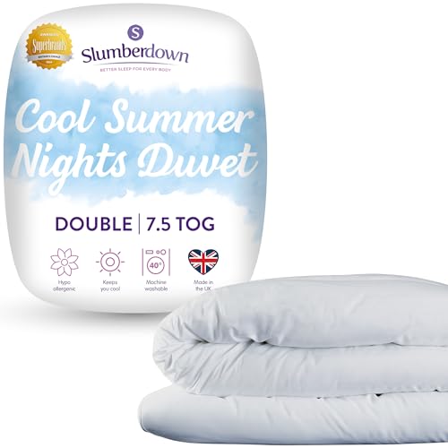 Slumberdown Cool Summer Nights Double Duvet - 7.5 Tog Lightweight Cooler Quilt for Night Sweats - Soft Touch Cover, Hypoallergenic, Machine Washable, UK Standard Size (200cm x 200cm)