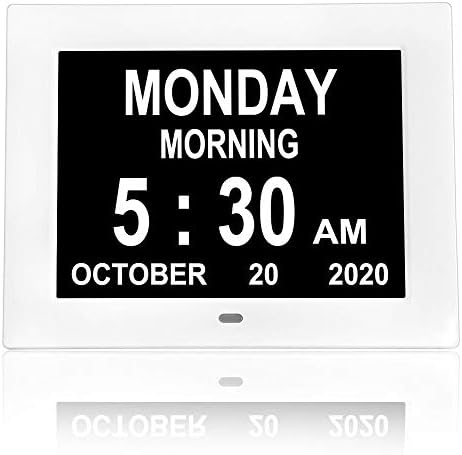 Johnziny 【2022 Newest Version Digital Day Calendar Clock- 8 Alarms,Dementia Clocks Display Non-Abbreviated Date Day Time Month, Vision Impaired Clock for Seniors Memory Loss Alzheimer