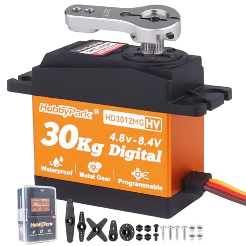 Image of HobbyPark Waterproof 30kg RC Servo High Torque Steering Servo Motor Metal Gear All Stainless Steel Gears for Robotics DIY, RC Cars,Crawlers, Trucks, Buggy, Control Angle 180 (30kg Torque)