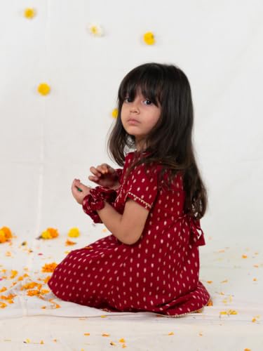 Image of POLKA TOTS Girls Cotton Kurta Dhoti Set | Traditional Ethnic Wear for Kids Girls | Festival Dress for Diwali Navratri Pooja Wedding Party | Indian Traditional Outfit for Girls | 6 Months - 8 Years