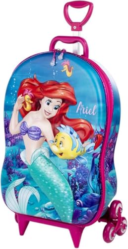 Mala Infantil Pequena Sereia 3D com Rodinhas – Verde, Mala de Viagem Infantil Leve e Divertida, 20 Litros