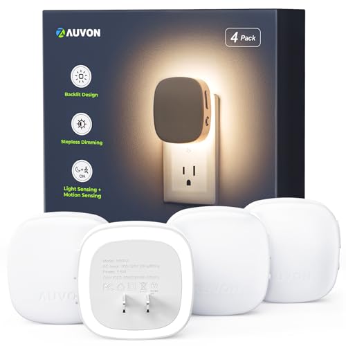 AUVON Plug-in LED Backlit Night Light with Motion Sensor &