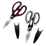 Kitchen Shears, 2-Pack Sharp Kitchen Scissors, Heavy Duty Cooking Shears, Dishwasher Safe Meat Scissors, Professional Multipurpose Stainless Steel Food Scissors for Chicken, Poultry, Fish, Vegetable