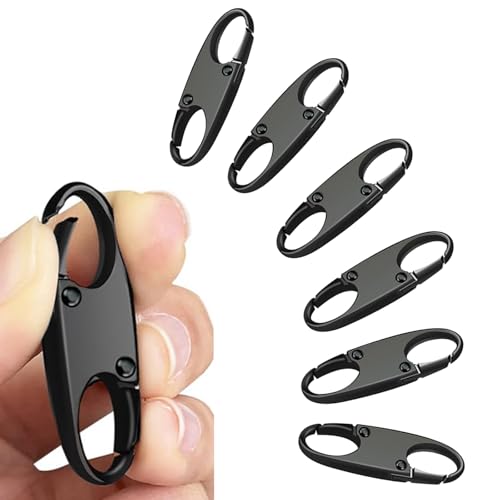 Metal Zipper Pull Replacement, Zipper Clips Anti Theft,Trip Secure Deterrent Clip for Luggage Purse Backpack(Black，6Pack)
