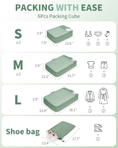 Cubes d'emballage de voyage ECOHUB lot de 6 organiseurs lavables