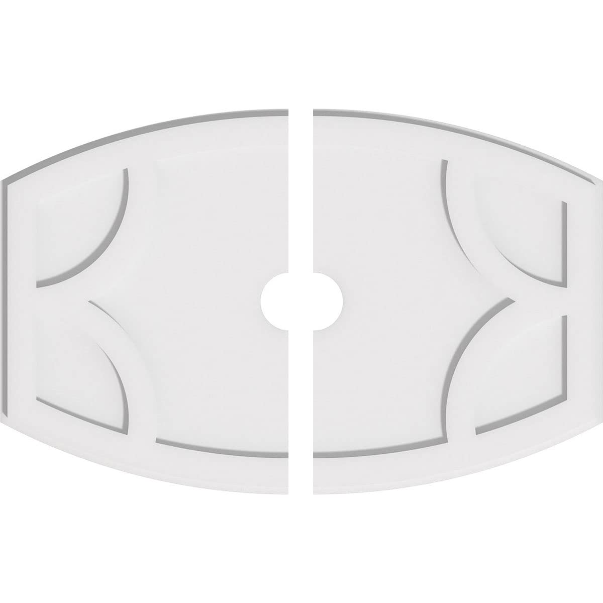 Ekena Millwork CMP30X20KY2-03000 Kailey Architectural Grade PVC Contemporary, Two Piece Urethane Ceiling Medallions 30"W x 20"H x 3"ID x 16 1/4"C x 1"P