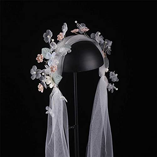 Velo banda de pelo evita caídas del tocado con su diseño de flor tridimensional para novias 2