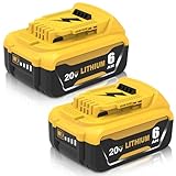 TUKOPK 2-Pack Replacement for Dewalt 20V 6.0Ah Lithium-Ion Battery High Capacity 6,000mAh Replacement for DCB200/DCB201/DCB203/DCB206 Battry Compatible with Dewalt 20V Max Tools