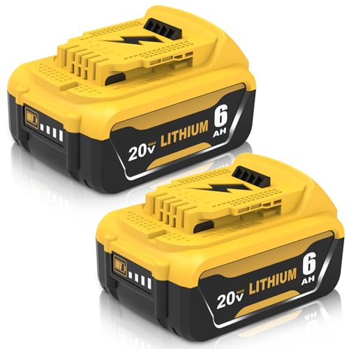 TUKOPK 2-Pack Replacement for Dewalt 20V 6.0Ah Lithium-Ion Battery High Capacity 6,000mAh Replacement for DCB200/DCB201/DCB203/DCB206 Battry Compatible with Dewalt 20V Max Tools