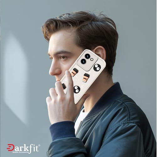 Image of Back Case Cover Compatible with Vivo T3x 5G | Cute Fun Cartoon Ball 3D Coffee Silicone Case | Body Protection | Camera Protection | Shock Proof | Color White | Pack of 1