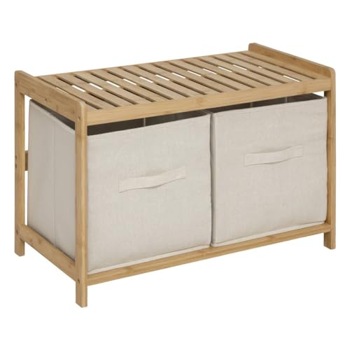 5 five simply smart 5five - Banc de Rangement Tidy Box avec 2 paniers en Bambou Marron 66,8x35cm