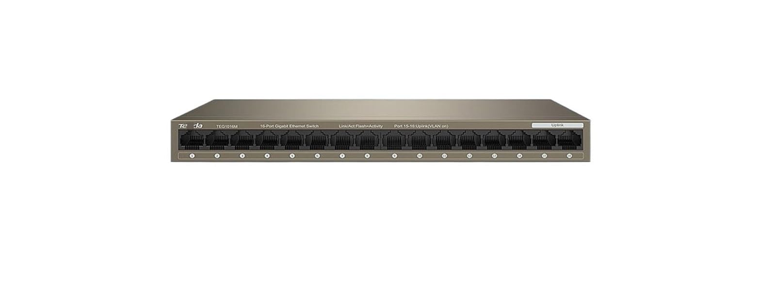 Commutateur de bureau Gigabit 16 ports 10/100/1000 Mbit/s Réseau Full/Half Duplex TEG1016M Commutateur Ethernet Vlan (Ajouter une prise UE)