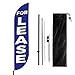 For Lease Sign feather flag Pole kit for Outdoor by Mavis Printing | 15 FEET Long Polyester Outdoor Banner Flag for Easy Hang | HD Print Swooper Flags to Advertise Real Estate Business