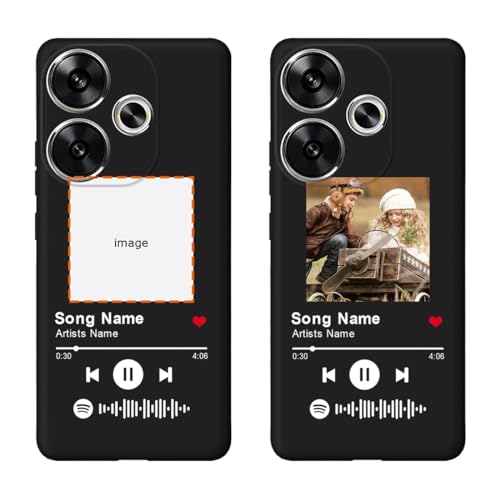 Klsify Custom Spotify Code Photo Case for Xiaomi Redmi Turbo 3/Poco F6 Customized Personalized Music Player Song Plaque Image Text Picture Design Shockproof Protective Black Soft Phone Cover Shell