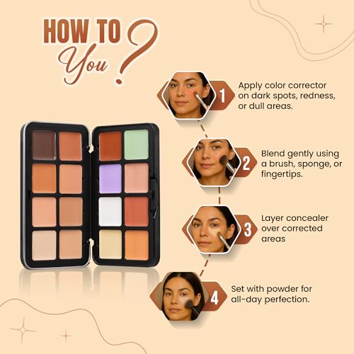 Image of Fashion Colour Glamorous Full Coverage Concealer Corrector Contour Palette | Creamy texture Moisturizing & Lasting | Easy To Blend & Lightweight Concealer For Face Makeup (32gm)