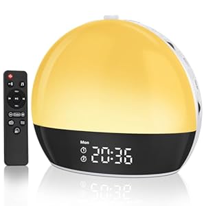 Sunrise Alarm Clock Sound Machine, Digital Alarm Clocks for Bedrooms, 18 Dimmable Night Light, 25 Sleep Sounds, White Noise Machine for Baby, Adults, Wake Up Light Alarm Clock for Heavy Sleepers, Kids