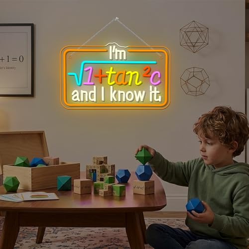 Image of Math Formula LED Neon Sign Colorful Light Up for Classroom Wall Decoration