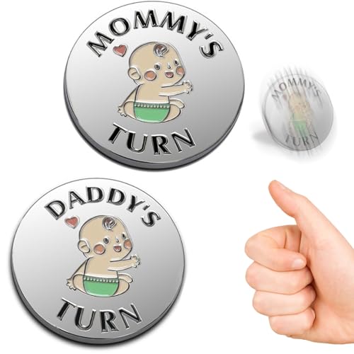 Image of Fathers Day New Baby Gifts for Parents,Double-Sided Decision Coin Gift for New Mom & Dad,Funny Baby Shower Gifts for Couple,Gifts for Pregnant Women as Halloween Thanksgiving Christmas Gift，D-Silver