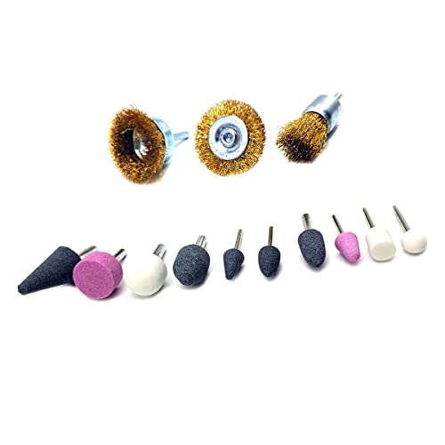 Kit 10 Ponta Montada Para Furadeira micro retifica Polimento + 3 Escovas De Aço Remove ferrugem esco