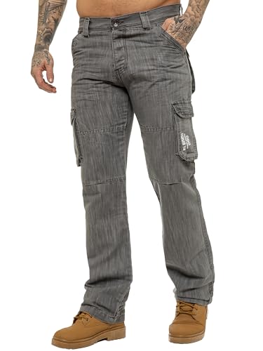 989Zé ENZO Mens Cargo Combat Jeans Loose Fit Casual Denim Pants
