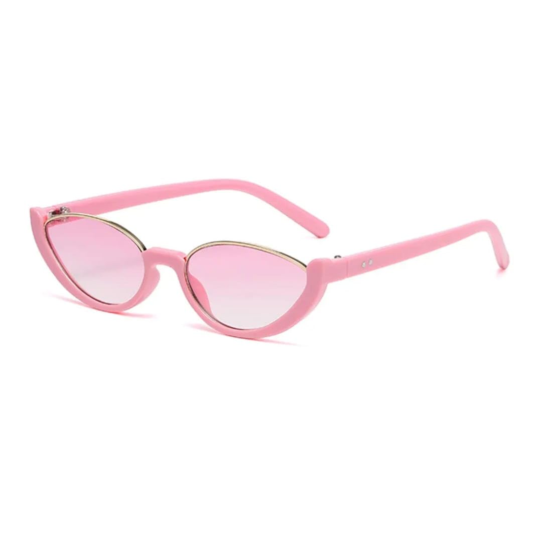 Cat Eye Sunglasses Women Semi-Rimless Metal Rimmed Frame Color Lens Casual Style Sun Glasses-image-14