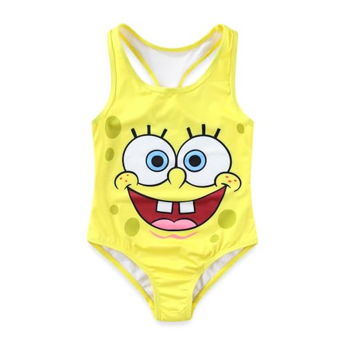 SPONGEBOB SQUAREPANTS Girls Swimsuit UPF 50+ One Piece Bathing Suit for Toddler and Big Kids Yellow