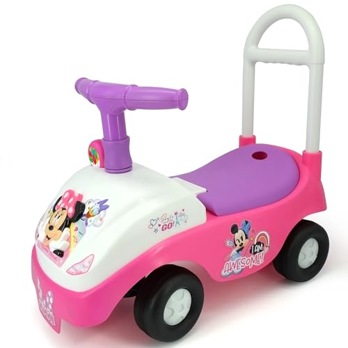 Image of Kiddieland Minnie Mouse Foldable Handle Ride-On, Foot-to-Floor Car with Interactive Dashboard, Sounds, Toy Phone, Under-Seat Storage, 12–36 Months, 55 lb Limit