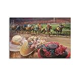 Vintage Kentucky Derby Wall Art Horse Racing Wall Art Rider Lovers Wall Art Canvas Print Picture Wal