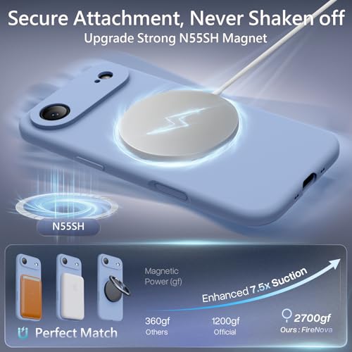 Image of FireNova Magnetic for iPhone Air Case, Compatible with MagSafe, [Integrated Silicone Camera Control Button] [Camera Protection] Microfiber Lining Phone Case for iPhone 17 Air, 6.5 inch, Light Blue