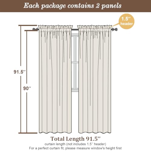 Image of Chyhomenyc White Sheer Curtains 90 Inches Long 2 Panels, Light Filtering White Curtains for Living Room, Soft Gentle Voile Rod Pocket Bedroom Window Drapes, 59Wx90L Inch, 2PCS