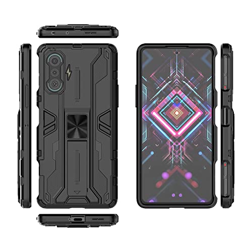 Pzwoxukhov Schutzhülle für Xiaomi Poco F3 GT/Redmi K40 Gaming/Redmi K40 Gaming Edition, Schutzhülle mit Ständer, magnetische Anziehungsfunktion, Schwarz Cover