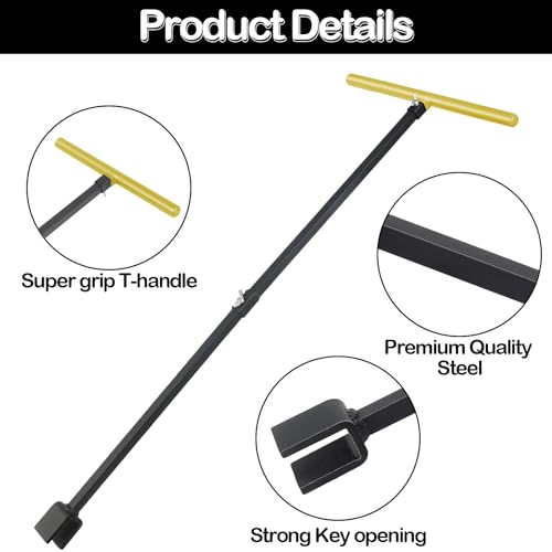 Image of Forlivese Water Meter Key 28 Inch,Water Shut off Tool,Enforced Steel Water Key Tool 4 Way and Seal Tape for Opening,Water Meters or Valves