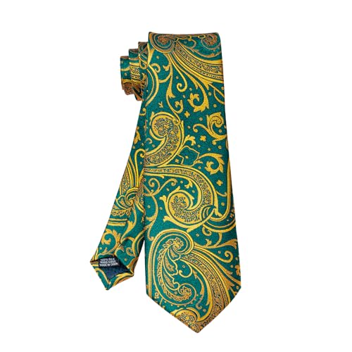 Image of 5PCS Tie and Pocket Square for Men, Silk Necktie and Handkerchief Cufflinks with Gold Ring and Lapel Pin Set
