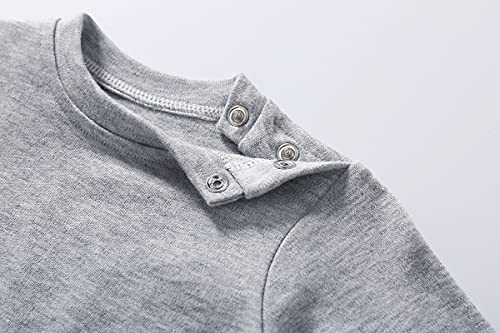Adaliafaye Unisex Baby And Toddler Boys Girls'Cotton Long Sleeve Basic Round Neck Solid Sweatshirt Tee Shirts Grey thumb #2