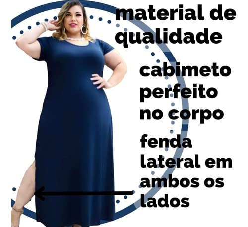 Vestido Longo e Leve Viscolycra Moda Casual Elegante Feminina Tamanho Plus Size Para Festas Comfort