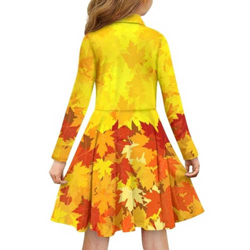 Girls Dresses Size 3-16 Lightweitht Classic Round Neck A-line Dress Casual Long Sleeve Skirts2