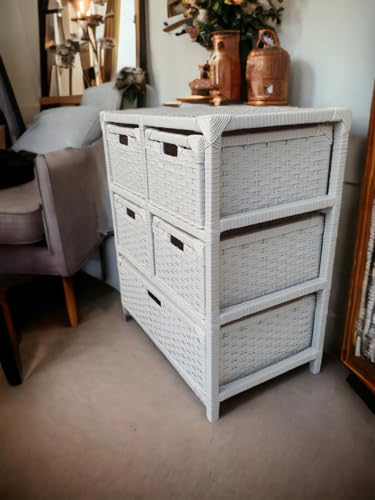 Gaveteiro Organizador Mesa de Cabeceira 5 Gavetas Fibra Sintética 58x34x65 (Branco)