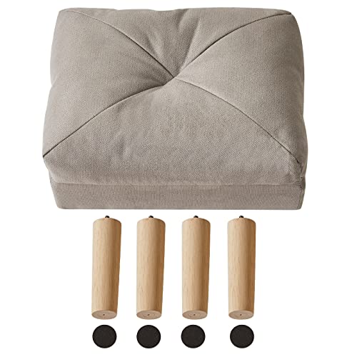 YMYNY Petit Pouf Repose Pied Ottoman, Chaise avec Siège Rembourré en Éponge, Repose-Pieds, Tabouret Bas en Bois pour Chambre à Coucher, Salon, Entrée, 40×29×32CM, Gris HBD023G – vue 9