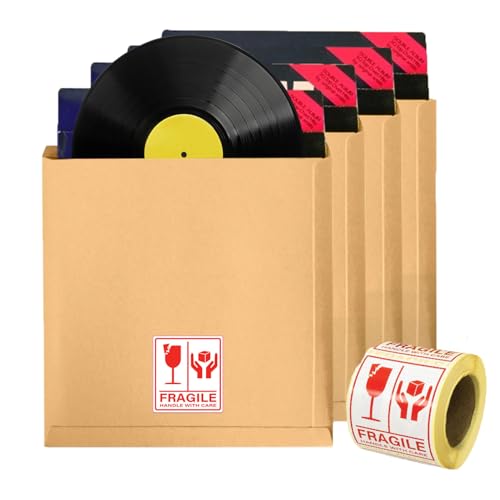 12 Inch Vinyl Record Mailers Postage Packaging LP Cardboard Secure 12 Mailer Strong & Protective Shipping Boxes (5)