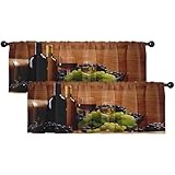 Emvency 2 Pack Valances Window Treatments Red Wine and Grapes Blackout Drapes Adjustable Curtain for Windows Living Room Kitchen Over Sink 52x12 Rod Pocket Valances