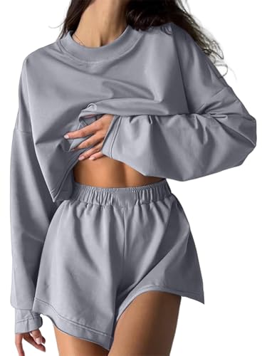 Ensemble 2 pièces pour femme vêtement d'automne gris short sport taille S