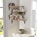 ROMGUAR CRAFT Corner Floating Shelves Wall Mounted Set of 4, Rustic Wood Storage Display Wall Shelves for Home Decor, Bathroom, Kitchen, Bedroom, Living Room, Office (Natural)