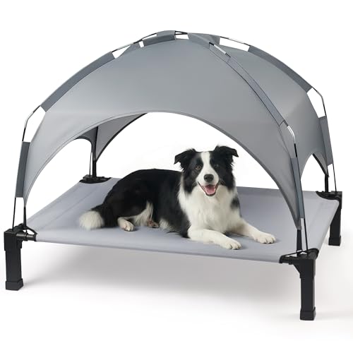 Heeyoo Elevated Dog Bed with Canopy, 42in Pet Cot