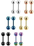 Gelmushta 4mm 12 Pcs 316L Stainless Steel Barbell Stud Earrings Cartilage Helix Ear Piercing 20G